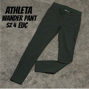Athleta Wander Pants Sz 4-Olive Green-Stretchy-Zippers @ Ankle-ZipUp Front